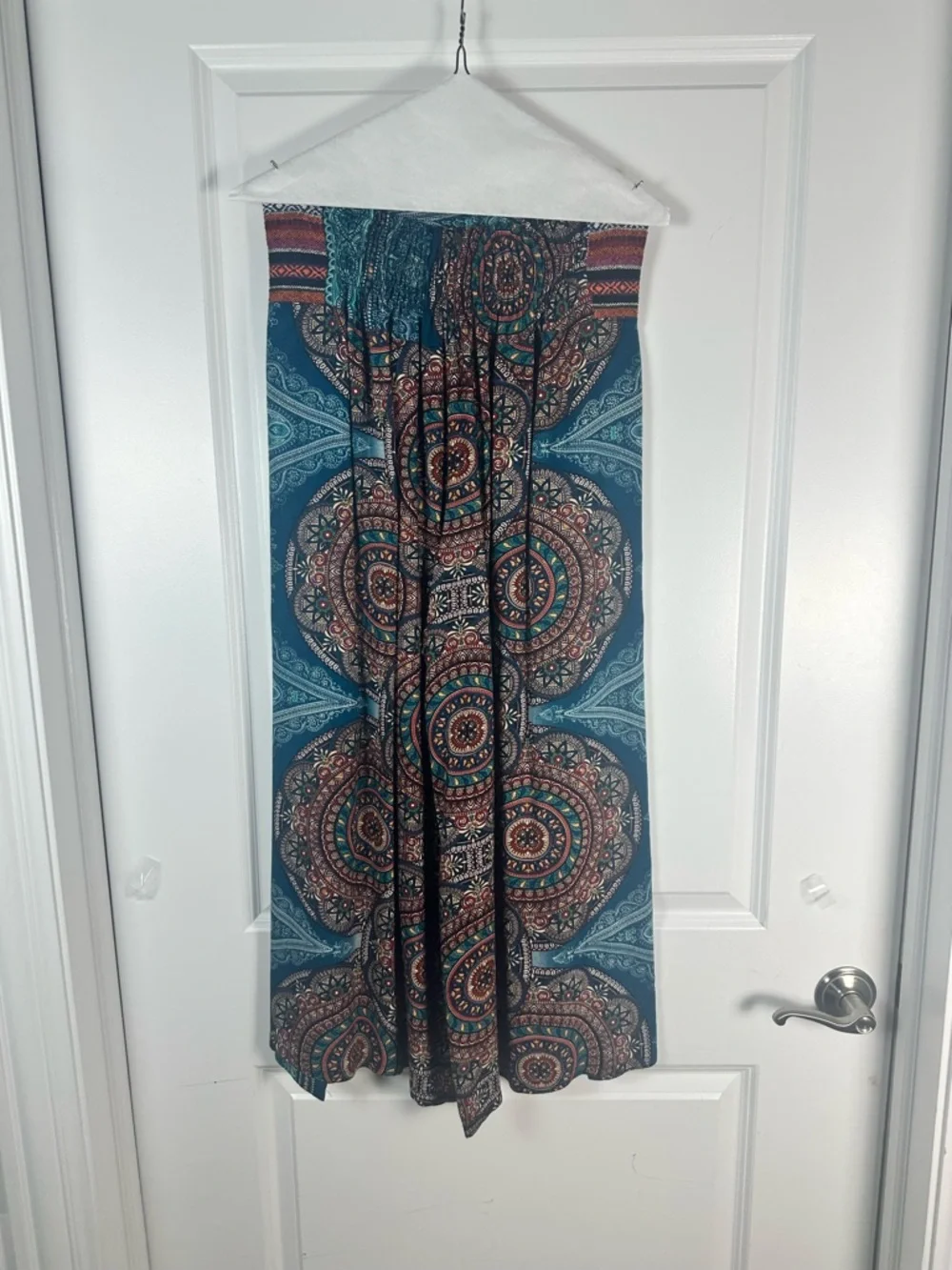 Boho Wide-Leg Printed Trousers - Blue Multi - Picture 6 of 7